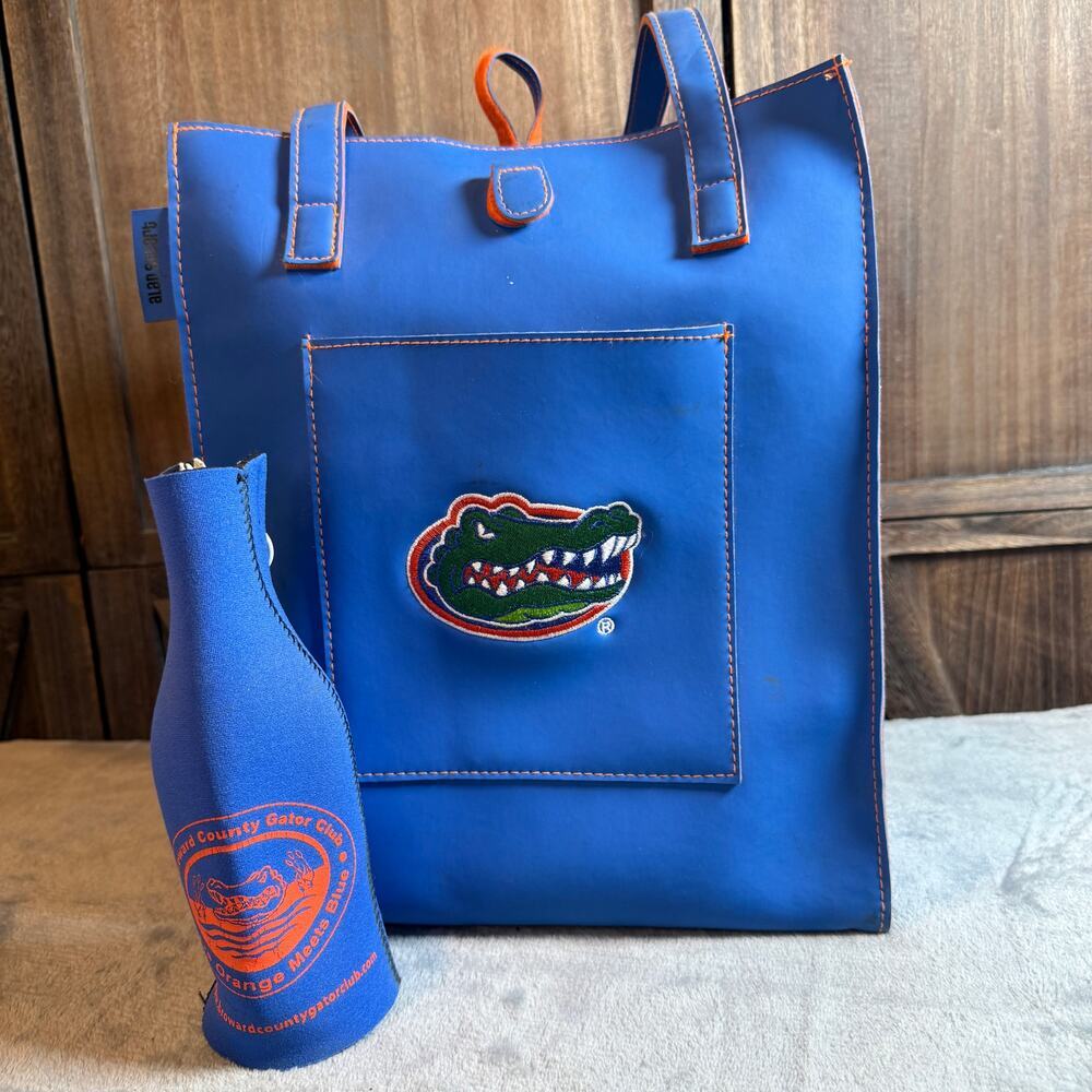 Alan Stewart Florida Gators Blue Leather Tote Bag Orange Suede NCAA UF